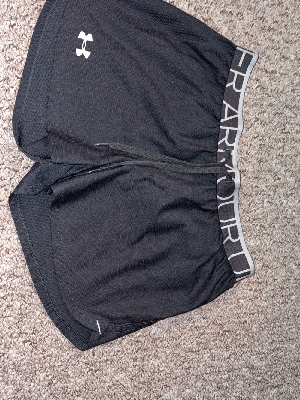 Under Armour Black Athletic Shorts with Gray Branded Waistband